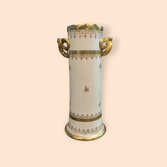 Antique Imperial Crown China Bud Vase- Gold And Cream - Picture 2 of 5